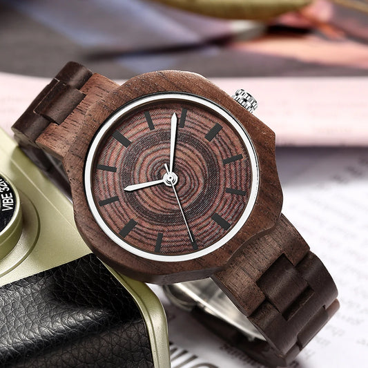 Montre bois bambou quartz unisexe versatile coupe irrégulière cadeau original anniversaire noël mariage tendance intemporel écologique durable - lebois-eco.com
