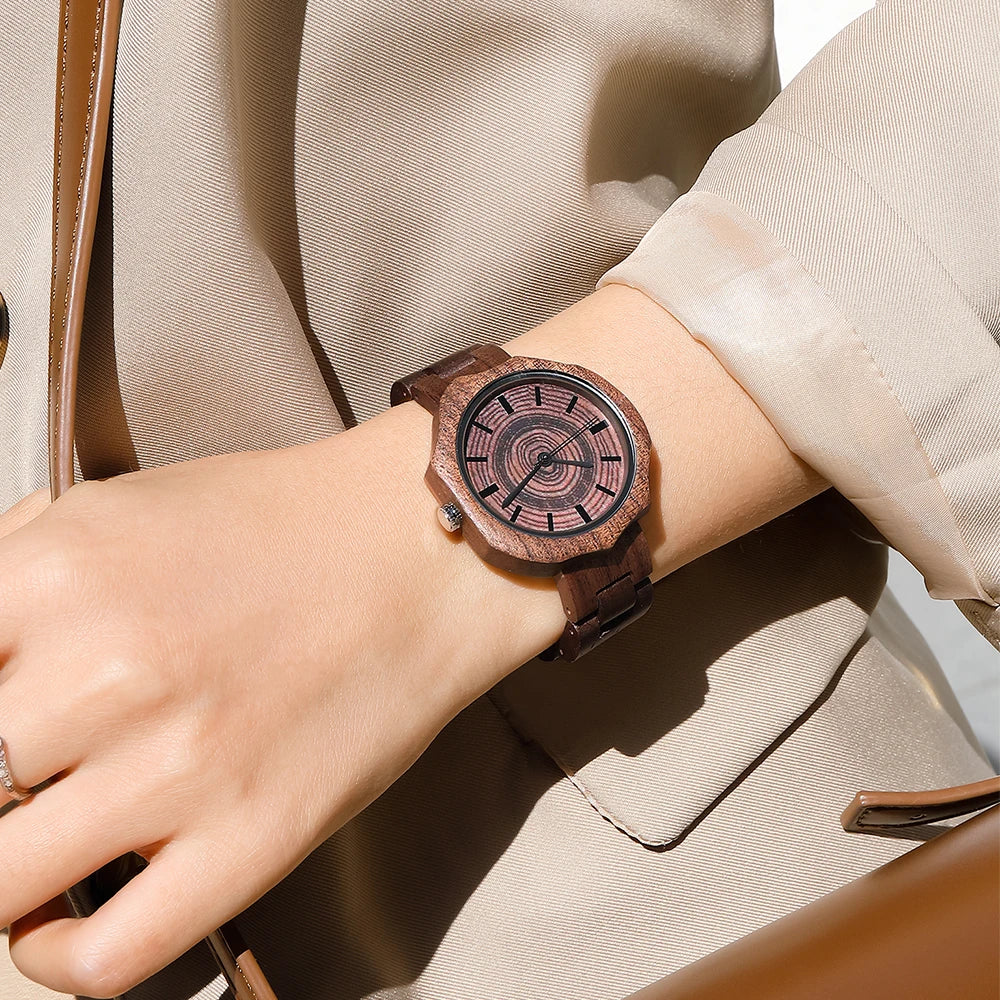 Montre bois bambou quartz unisexe versatile coupe irrégulière cadeau original anniversaire noël mariage tendance intemporel écologique durable - lebois-eco.com