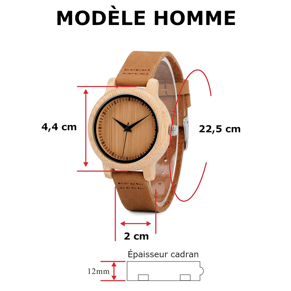 Montre à Quartz en bambou homme et femme