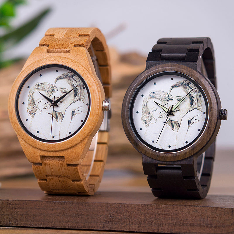 Montre personnalisable bambou bois customisable gravure gravé laser custom bois unisexe quartz cadeau anniversaire mariage renouvelable écologique responsable environnement - lebois-eco.com