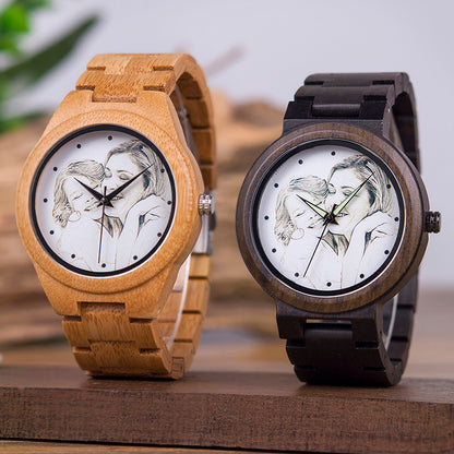 Montre personnalisable bambou bois customisable gravure gravé laser custom bois unisexe quartz cadeau anniversaire mariage renouvelable écologique responsable environnement - lebois-eco.com