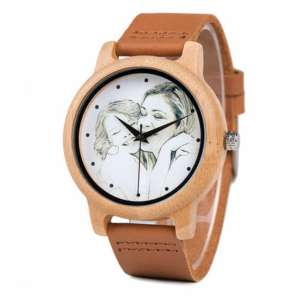 Montre personnalisable bambou bois customisable gravure gravé laser custom bois unisexe quartz cadeau anniversaire mariage renouvelable écologique responsable environnement - lebois-eco.com