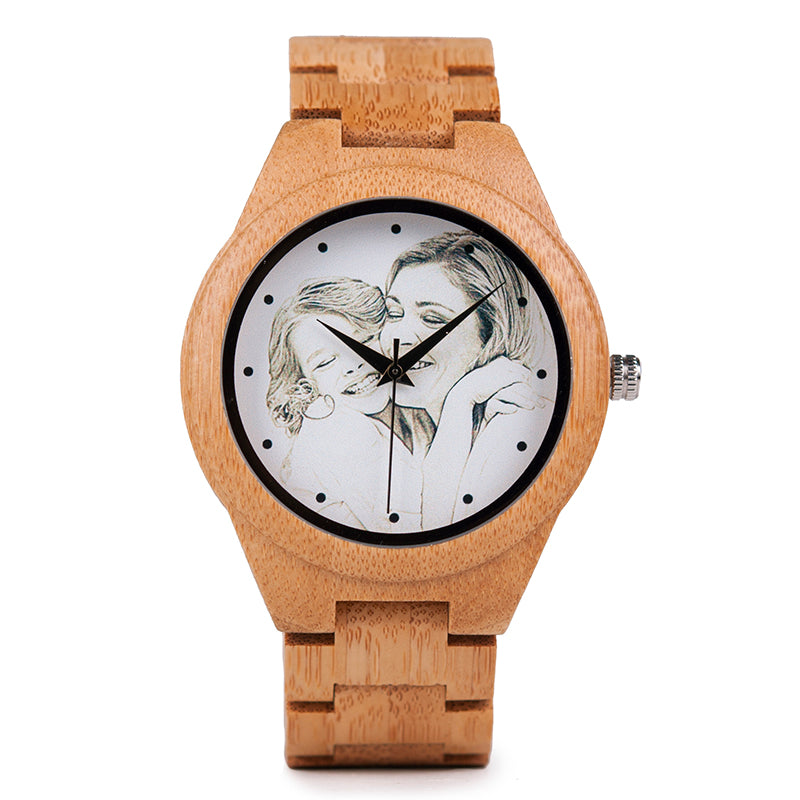 Montre personnalisable bambou bois customisable gravure gravé laser custom bois unisexe quartz cadeau anniversaire mariage renouvelable écologique responsable environnement - lebois-eco.com