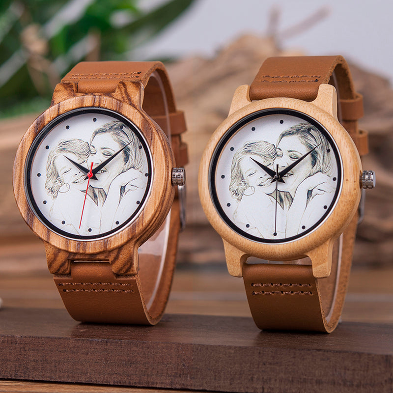 Montre personnalisable bambou bois customisable gravure gravé laser custom bois unisexe quartz cadeau anniversaire mariage renouvelable écologique responsable environnement - lebois-eco.com