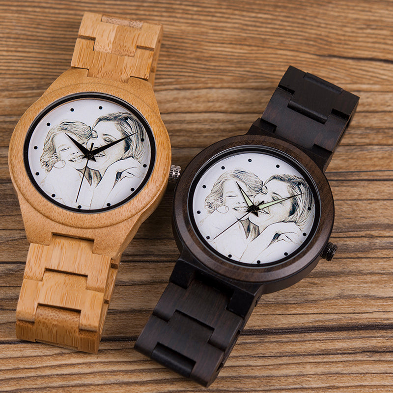 Montre personnalisable bambou bois customisable gravure gravé laser custom bois unisexe quartz cadeau anniversaire mariage renouvelable écologique responsable environnement - lebois-eco.com