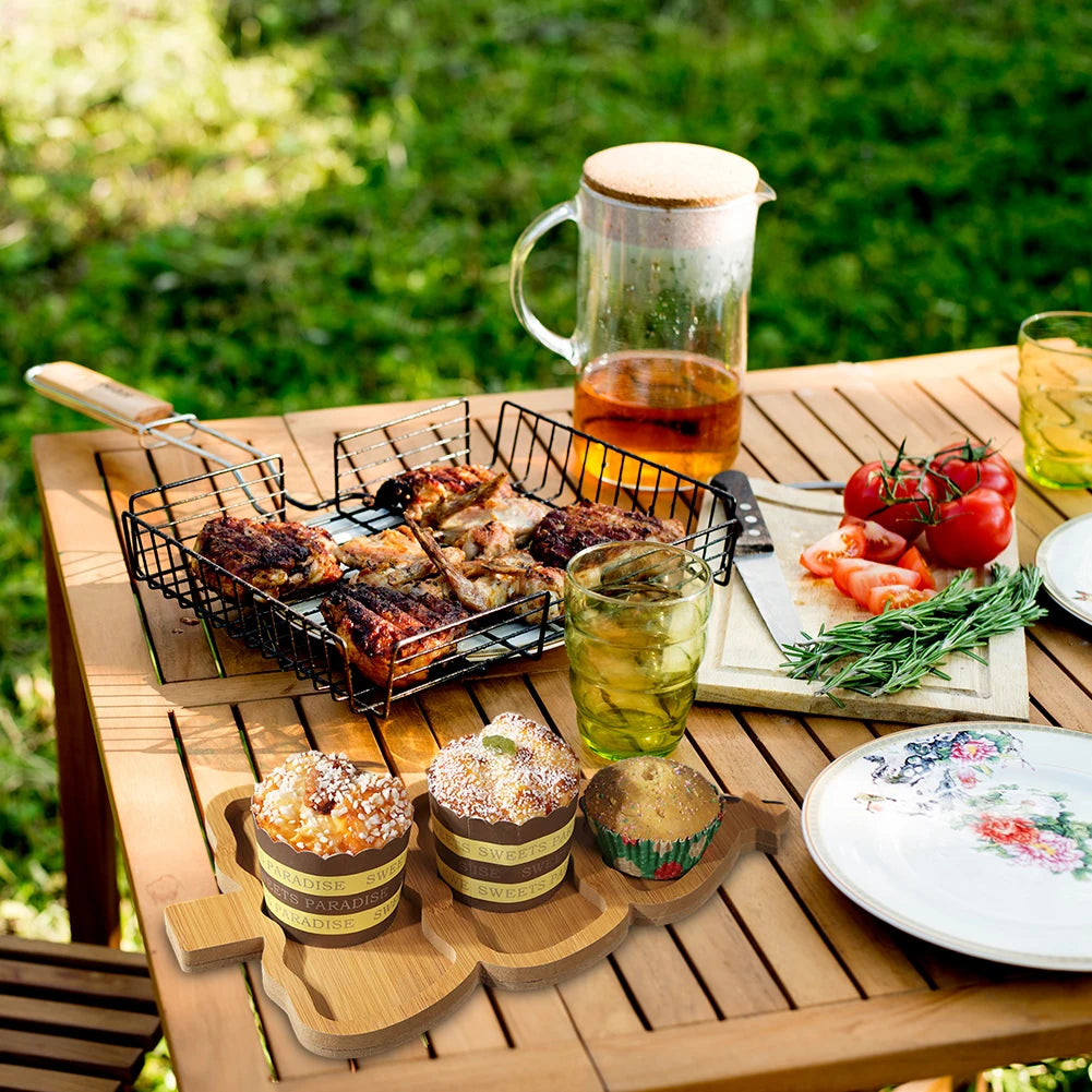 Plateau apéritif dessert sapin de Noël en bois bambou spécial fêtes réveillon dressage art de table écologique durable - lebois-eco.com