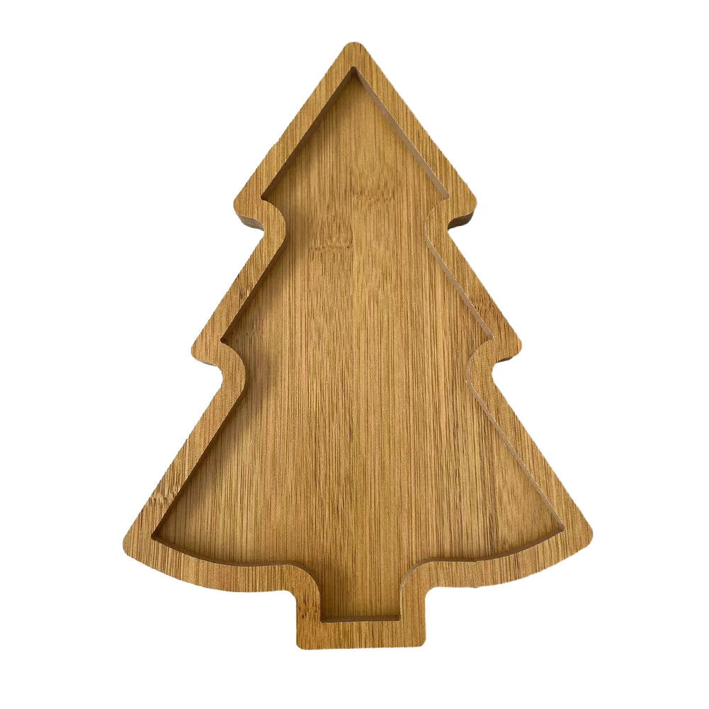 Plateau apéritif dessert sapin de Noël en bois bambou spécial fêtes réveillon dressage art de table écologique durable - lebois-eco.com
