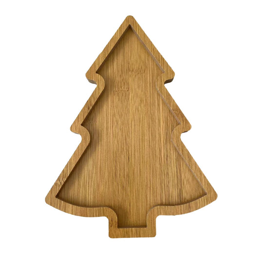 Plateau apéritif dessert sapin de Noël en bois bambou spécial fêtes réveillon dressage art de table écologique durable - lebois-eco.com