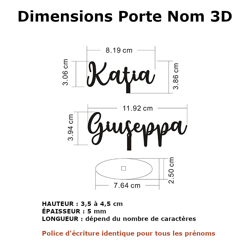 Porte nom marque place 3D bois personnalisable prénoms noms découpe laser décoration ornement table mariage événement réception fête anniversaire durable écologique - lebois-eco.com