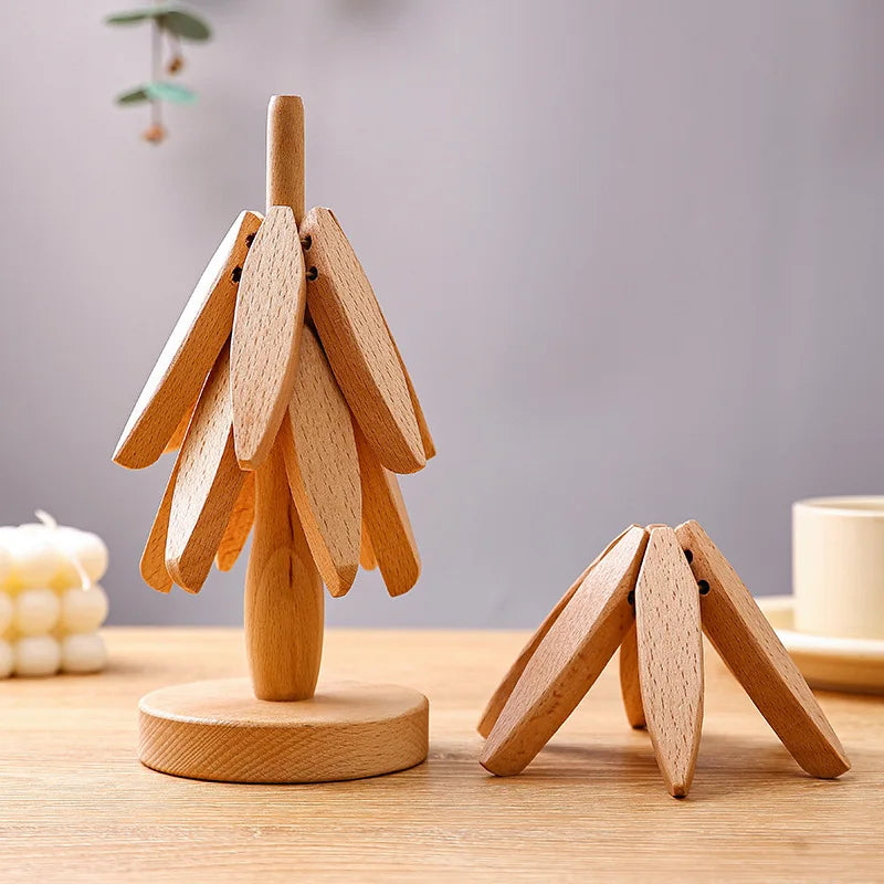 Sous tasse bois noyer rangement socle forme arbre décoration intérieur original service à thé goûter écologique durable - lebois-eco.com