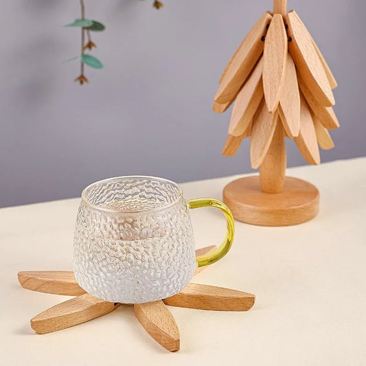 Sous tasse bois noyer rangement socle forme arbre décoration intérieur original service à thé goûter écologique durable - lebois-eco.com