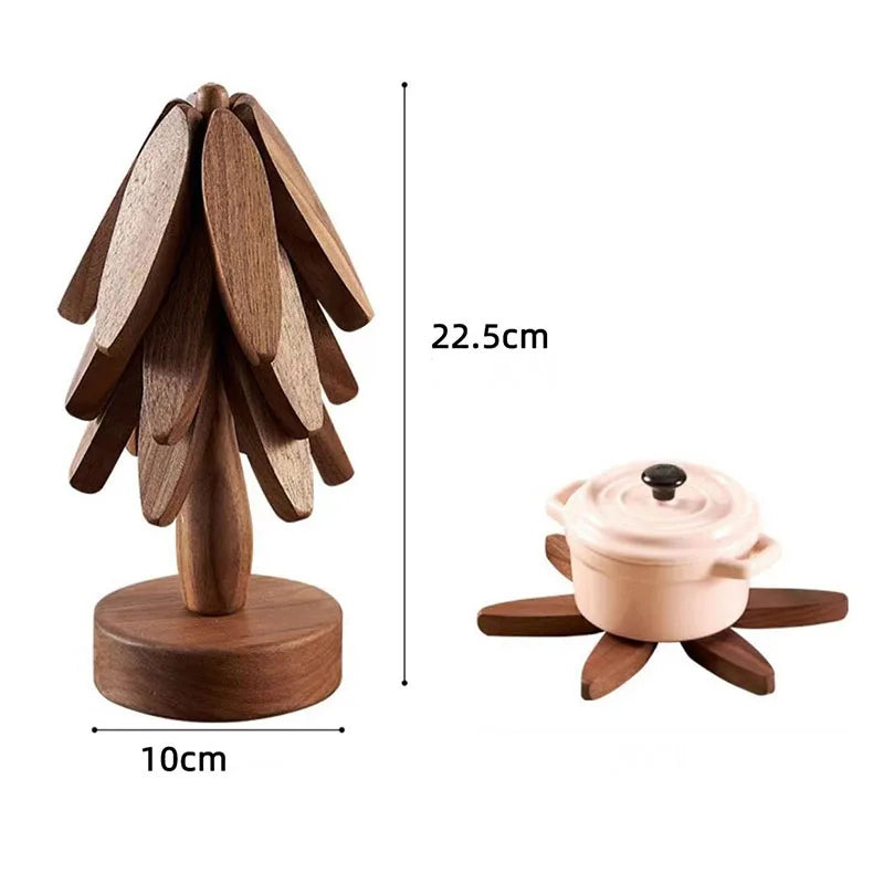 Sous tasse bois noyer rangement socle forme arbre décoration intérieur original service à thé goûter écologique durable - lebois-eco.com