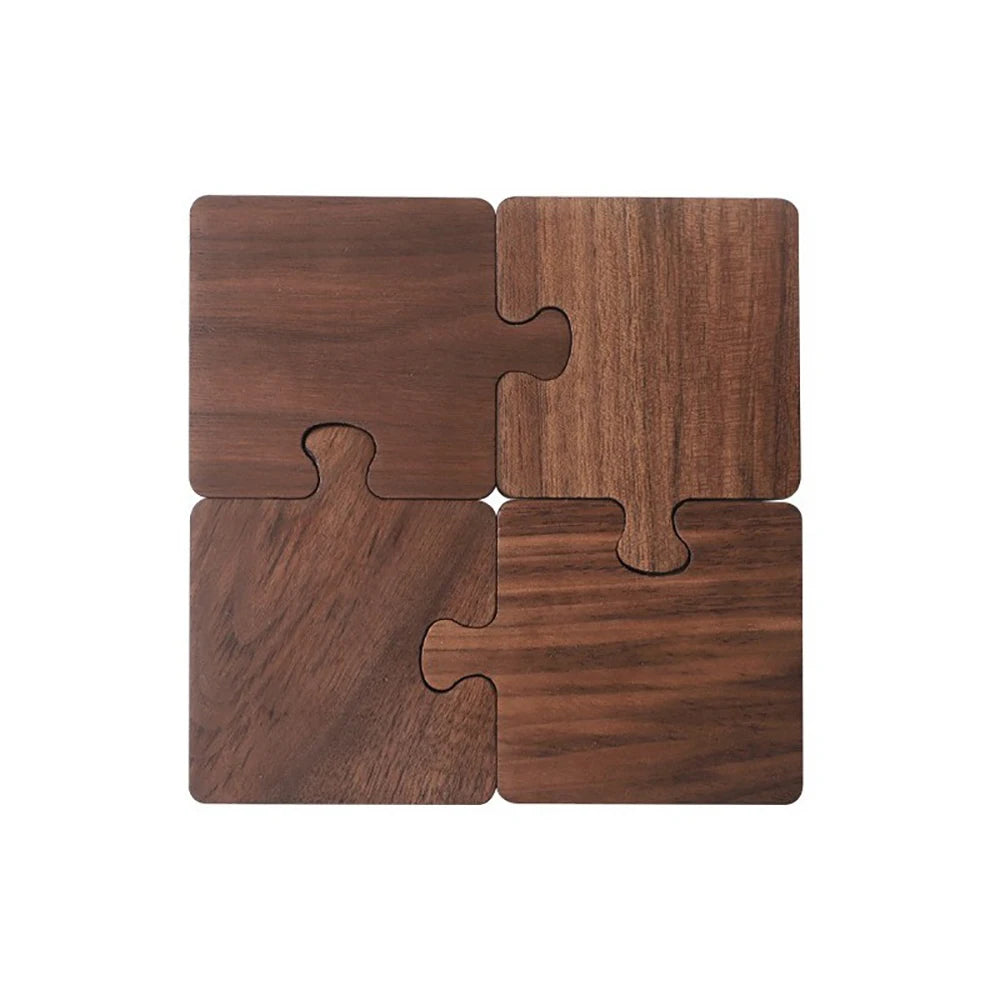 Sous-tasse sous-verre bois noyer forme puzzle boisson service thé café dressage décoration table maison intérieur écologique durable - lebois-eco.com