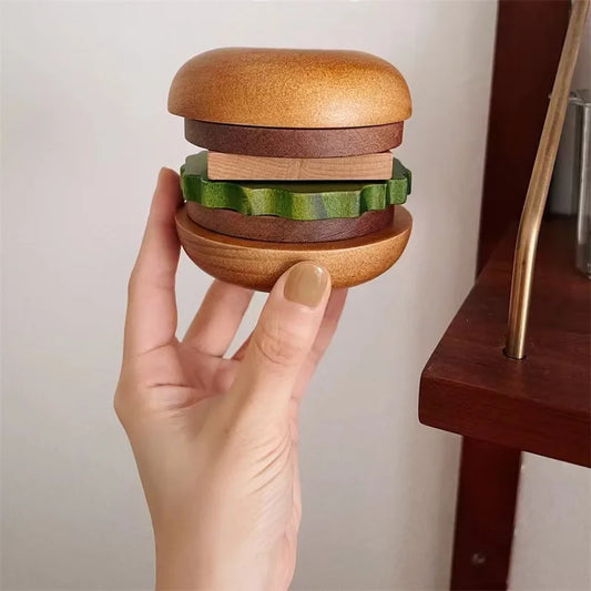 Sous tasse verre bois forme hamburger 6 pièces aimantées café thé table repas décoration originale maison intérieur écologique durable - Lebois-eco.com