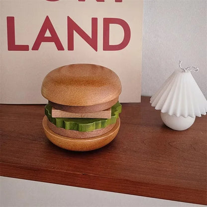 Sous tasse verre bois forme hamburger 6 pièces aimantées café thé table repas décoration originale maison intérieur écologique durable - Lebois-eco.com