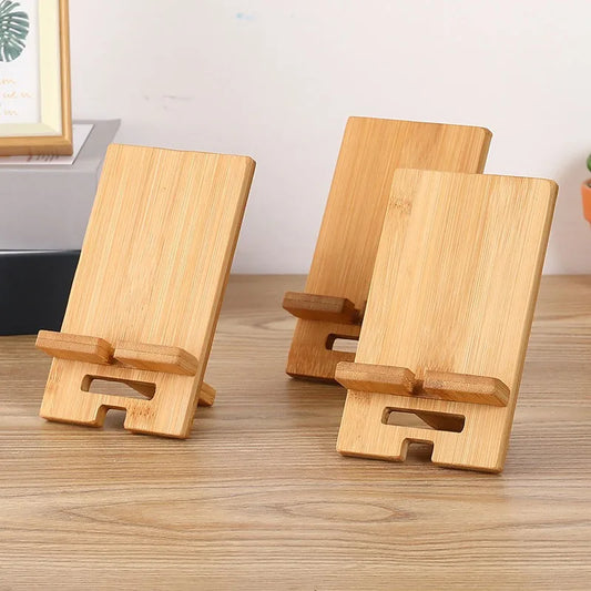 Support universel bois bambou pour téléphone portable démontable à 2 inclinaisons bureau décoration rechargement pratique durable- lebois-eco.com