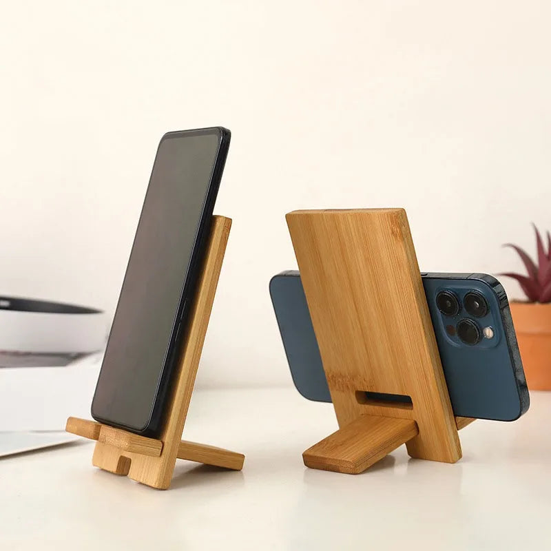 Support universel bois bambou pour téléphone portable démontable à 2 inclinaisons bureau décoration rechargement pratique durable- lebois-eco.com