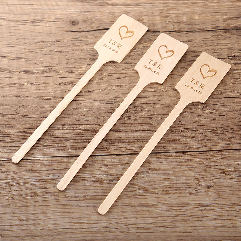 Touilleur agitateur boisson cocktail mix bois personnalisable custom gravure laser logo bar entreprise discothèque mariage anniversaire environnement écologie renouvelable responsable - lebois-eco.com