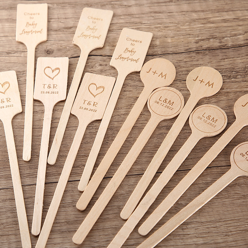 Touilleur agitateur boisson cocktail mix bois personnalisable custom gravure laser logo bar entreprise discothèque mariage anniversaire environnement écologie renouvelable responsable - lebois-eco.com