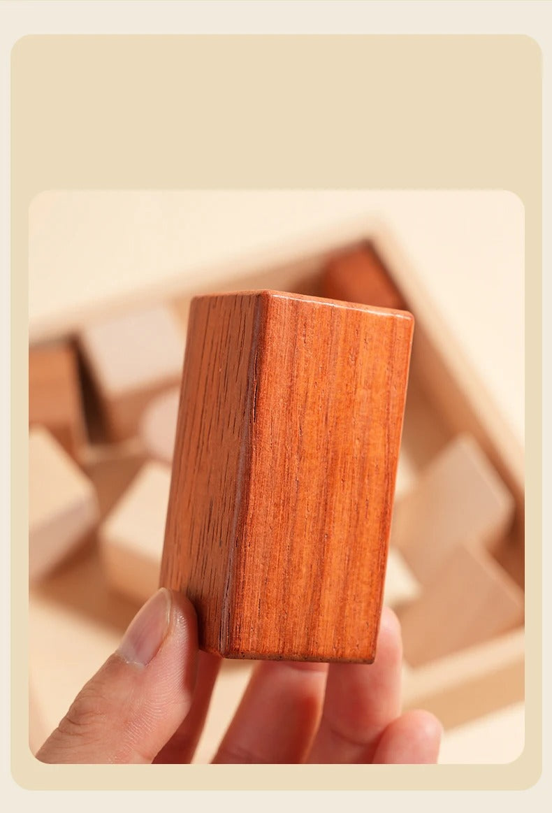 Blocs de construction en bois colorés et naturels, jouet écologique pour bébé.