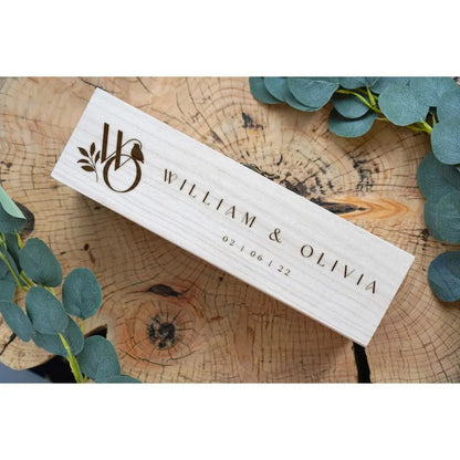 Coffret en bois personnalisé pour bouteille de vin cadeau unique