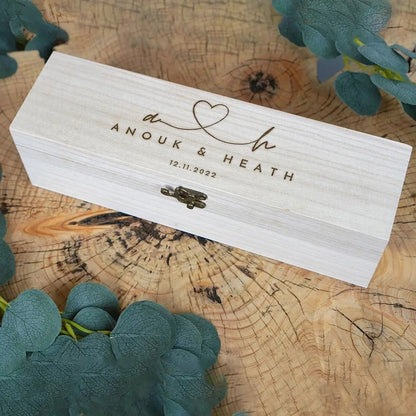 Coffret en bois personnalisé avec gravure pour bouteille de vin