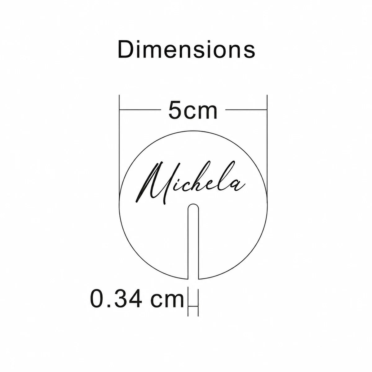 Schéma des dimensions du marque-verre rond en bois personnalisé de 5 cm