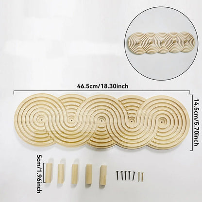 Dimensions du porte-manteau mural en bois clair à cinq patères