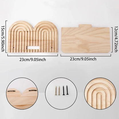 Dimensions du modèle intermédiaire d'étagère murale en bois Arches de 23 cm