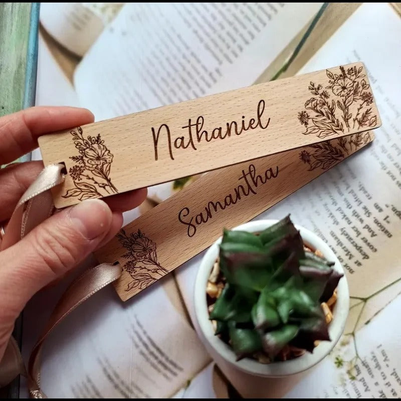 Lot de 5 marque-places en bois personnalisables