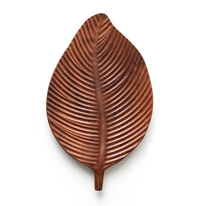 Grand plateau en bois forme feuille 30 x 18 cm