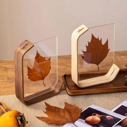 Porte-photo en bois et acrylique avec feuille décorative