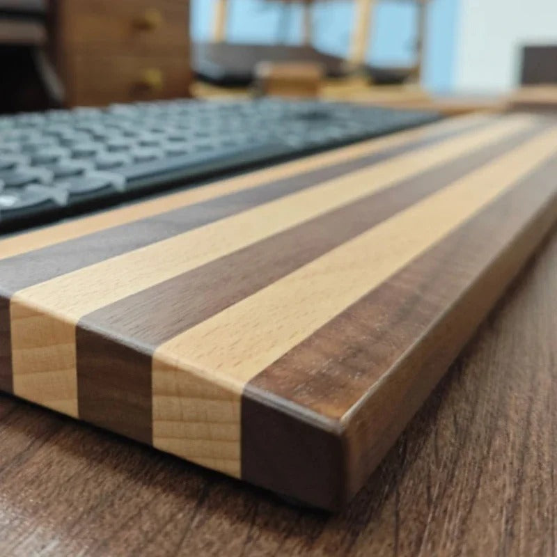 Repose-poignet ergonomique en bois de hêtre bicolore pour clavier d’ordinateur
