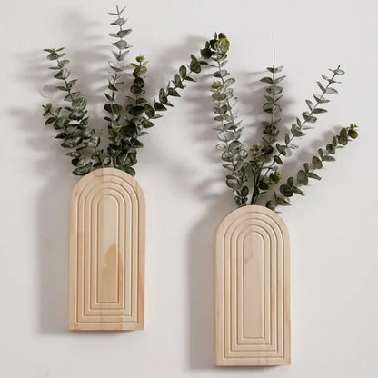 Soliflore mural en bois décoré de fleurs séchées