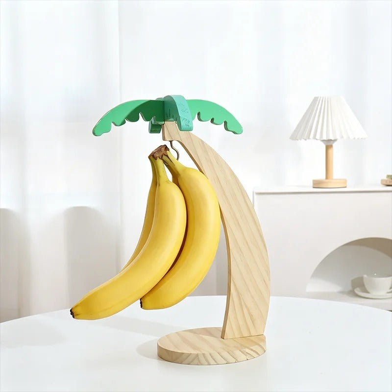 Support à bananes palmier en bois utilisé comme décoration de cuisine