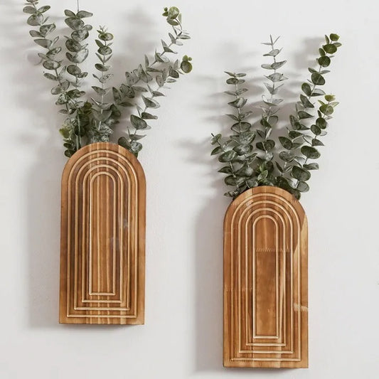 Vase mural en bois avec fleurs séchées pour décoration intérieure