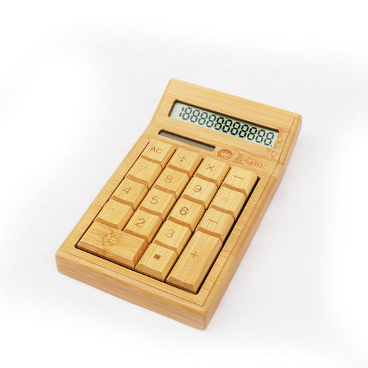 Calculatrice bois bambou naturel LCD solaire calcul maison enfant écologique responable renouvellement environnement - lebois-eco.com