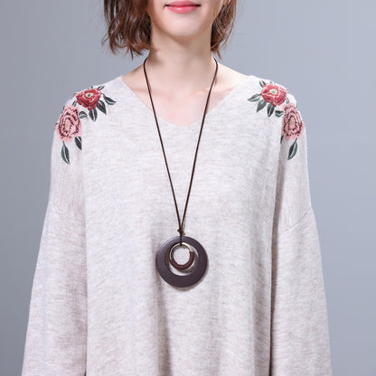 Collier pendentif bois cuir femme bijoux été cadeau chic décontracté élégant beauté mode anneau bohème style vacances écologie environnement renouvelable responsable - lebois-eco.com