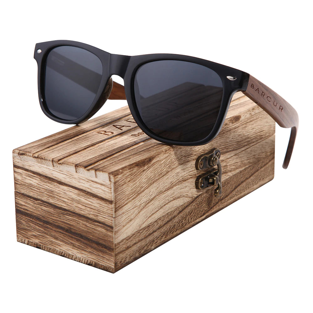 Lunettes soleil bois noyer naturel bambou polarisé uv400 unisex TAC box rangement microfibre été vacances style rétro wayfarer rayban mode beauté accessoires écologie environnement renouvelable responsable - lebois-eco.com.jpg