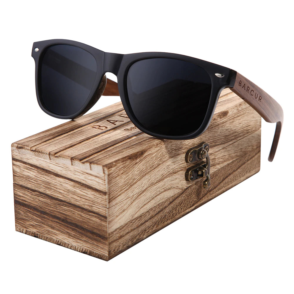 Lunettes soleil bois noyer naturel bambou polarisé uv400 unisex TAC box rangement microfibre été vacances style rétro wayfarer rayban mode beauté accessoires écologie environnement renouvelable responsable - lebois-eco.com.jpg