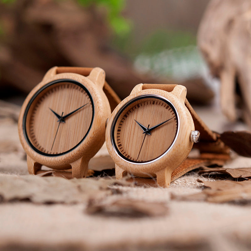 Montre homme femme bambou bracelet cuir véritable quartz miyota chic bijoux naturel environnement écologique responsable renouvelable bois - lebois-eco.com