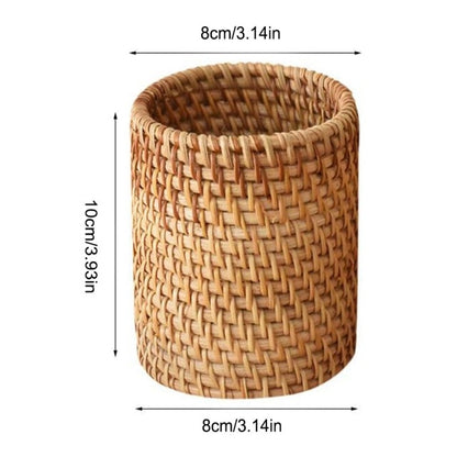 Panier rangement rotin naturel tissé fait main artisanal porte stylo intérieur décoration table renouvelable environnment écoresponsable durable écologique - lebois-eco.com