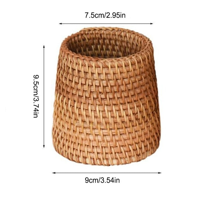 Panier rangement rotin naturel tissé fait main artisanal porte stylo intérieur décoration table renouvelable environnment écoresponsable durable écologique - lebois-eco.com
