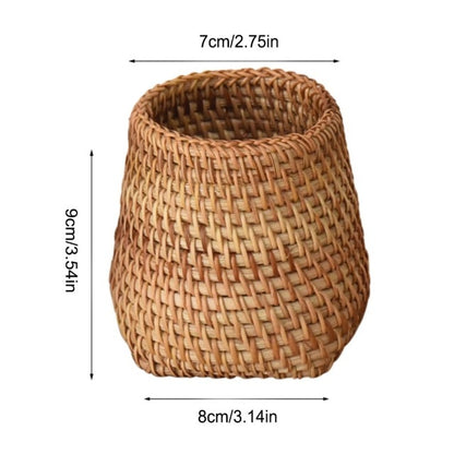 Panier rangement rotin naturel tissé fait main artisanal porte stylo intérieur décoration table renouvelable environnment écoresponsable durable écologique - lebois-eco.com