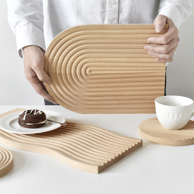 Plateaux desserts planches à pain style nordique en bois de hêtre