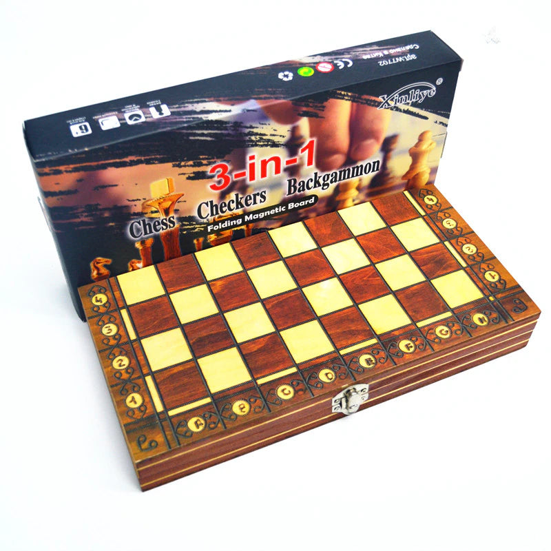 Plateau set box coffret jeu échecs dames backgammon bois pion échiquier damier classique cadeau anniversaire noël environnment renouvelable écologique responsable - lebois-eco.com