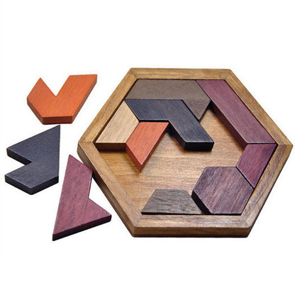 Puzzle magnétique bois enfant éducation couleur géometrie hexagone coordination école environnement écologie renouvelable naturel éco-responsable - lebois-eco.com