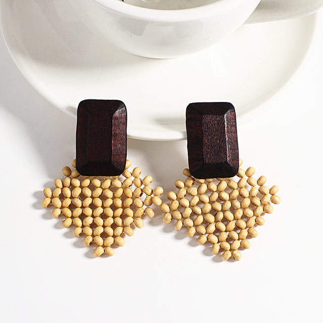 Boucles d'oreilles artisanales en bois